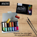 BRUSTRO Metallic Watercolour Half Pan Set of 12