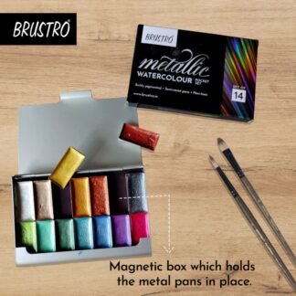 BRUSTRO Metallic Watercolour Half Pan Set of 12