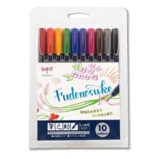 Tombow Fudenosuke Brush Pen-Hard-10 Colors Set
