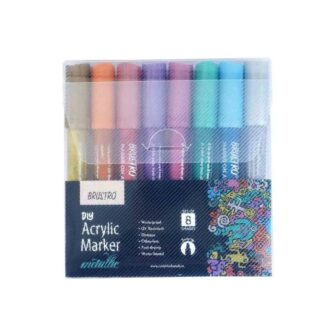 BRUSTRO Metallic Acrylic Marker Set Of 8 Shades