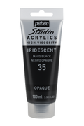 Pebeo Studio Acrylic Iridescent Paint – High Viscosity – 100ml (Mars Black Negro Opaque)