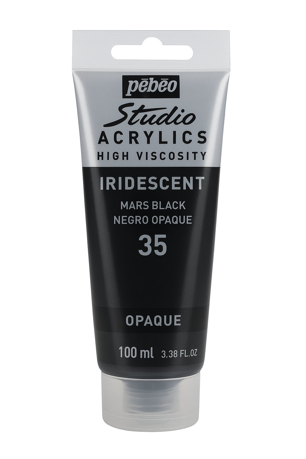 Pebeo Studio Acrylic Iridescent Paint – High Viscosity – 100ml (Mars Black Negro Opaque)