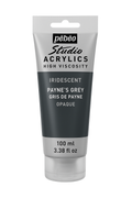 Pebeo Studio Acrylic Iridescent Paint - High Viscosity - 100ml (Payne's Grey Opaque)