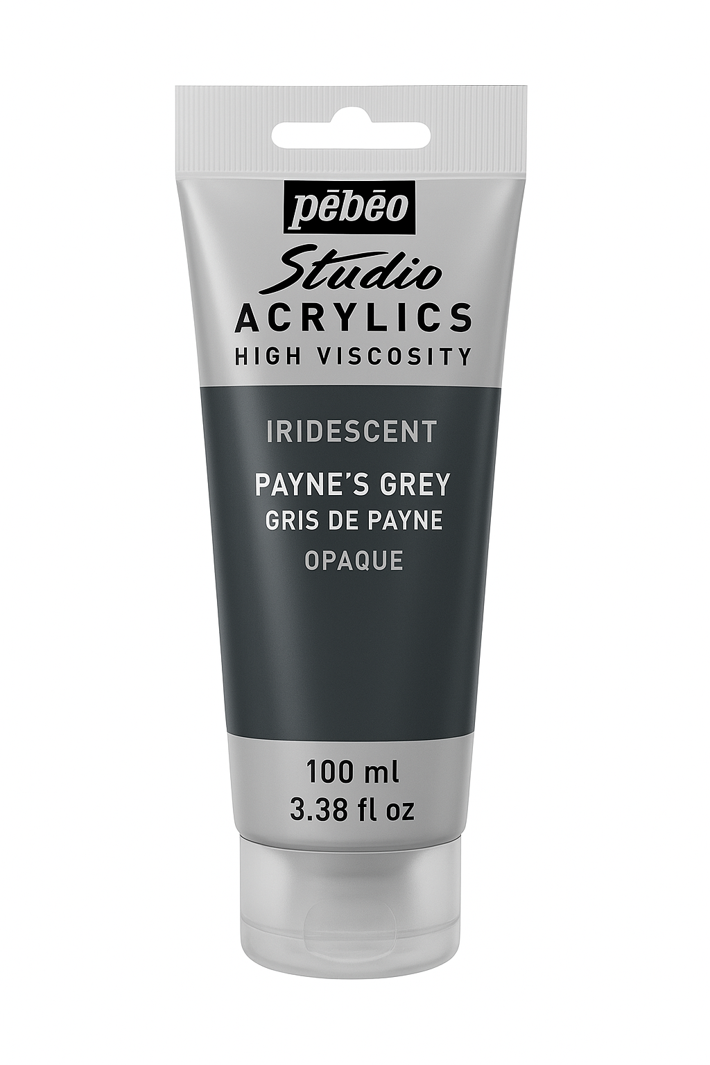 Pebeo Studio Acrylic Iridescent Paint - High Viscosity - 100ml (Payne's Grey Opaque)
