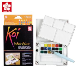 Koi Watercolour Pocket Field Sketch Box | Artist Draw Travel Kit | 18 Colours