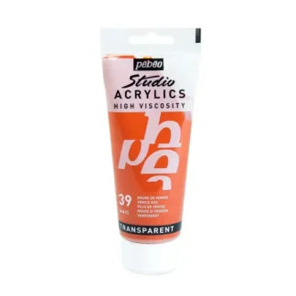 Pebeo Studio Acrylic Iridescent Paint - High Viscosity - 100ml (Venice Red Transparent)