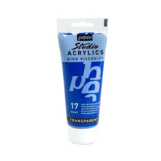 Pebeo Studio Acrylic Iridescent Paint - High Viscosity - 100ml (Blue Phtalocyanine Transparent)