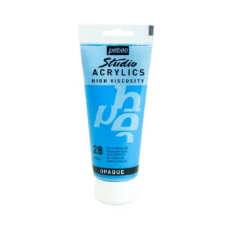 Pebeo Studio Acrylic Iridescent Paint - High Viscosity - 100ml (Ceruleum Blue Opaque)