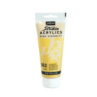 Pebeo Studio Acrylic Iridescent Paint - High Viscosity - 100ml (Gold Metallic)