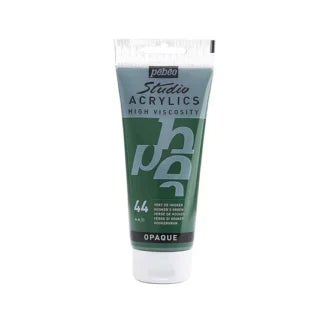 Pebeo Studio Acrylic Iridescent Paint - High Viscosity - 100ml (Hooker's Green Verde Opaque)