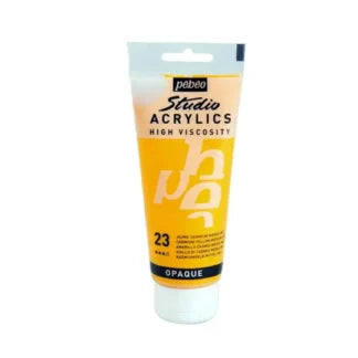 Pebeo Studio Acrylic Iridescent Paint - High Viscosity - 100ml (Medium Yellow Opaque)