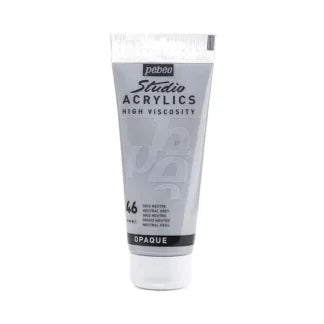 Pebeo Studio Acrylic Iridescent Paint - High Viscosity - 100ml (Natural Grey Opaque)