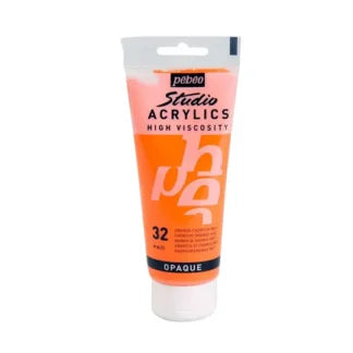 Pebeo Studio Acrylic Iridescent Paint - High Viscosity - 100ml (Orange Opaque)