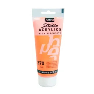 Pebeo Studio Acrylic Iridescent Paint - High Viscosity - 100ml (Orange Fluorescent)