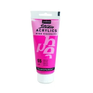 Pebeo Studio Acrylic Iridescent Paint - High Viscosity - 100ml (Rose Pink Transparent)