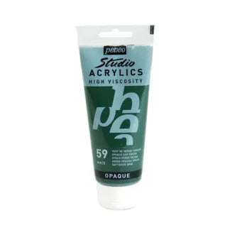 Pebeo Studio Acrylic Iridescent Paint - High Viscosity - 100ml (Sap Green Opaque)