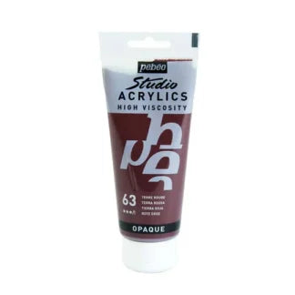 Pebeo Studio Acrylic Iridescent Paint - High Viscosity - 100ml (Terra Rossa Opaque)