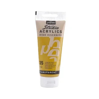 Pebeo Studio Acrylic Iridescent Paint - High Viscosity - 100ml (Venice Yellow Transparent)