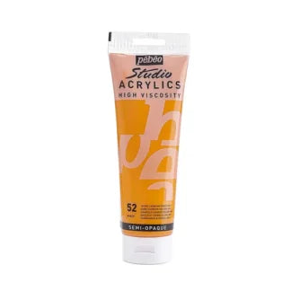 Pebeo Studio Acrylic Iridescent Paint - High Viscosity - 100ml (Dark Yellow Semi-Opaque)